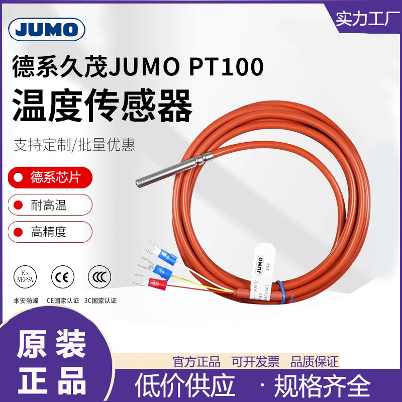 德系JUMO久茂pt100温度传感器 PT1000热电阻铂电阻感温探头防水型