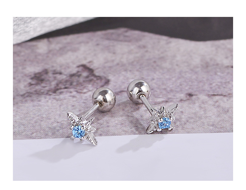 Simple Style Star Sterling Silver Plating Zircon Earrings 1 Pair display picture 4