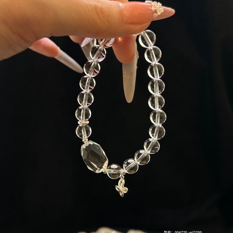 巧恩珠宝天然白水晶手串水晶切面S925银配件厂家批发白水晶净体|undefined
