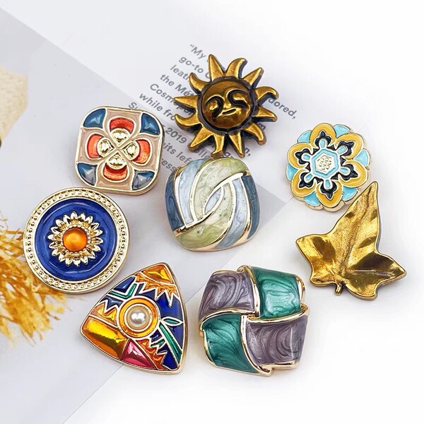 Retro -Bubanrok wind irregular metal buttons enamel color drops…