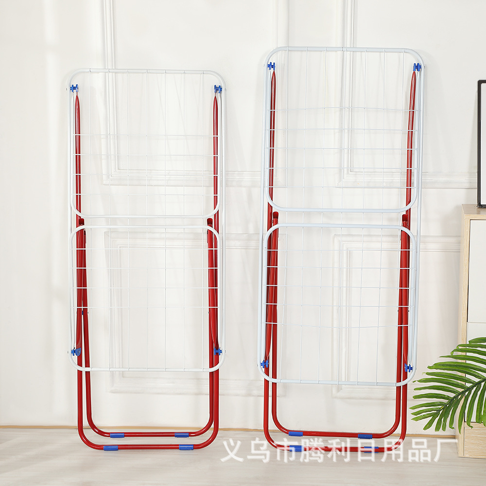Suministro directo de fábrica perchero plegable para balcón transfronterizo nuevo estante de secado multifuncional estante plegable de piso en forma de ala