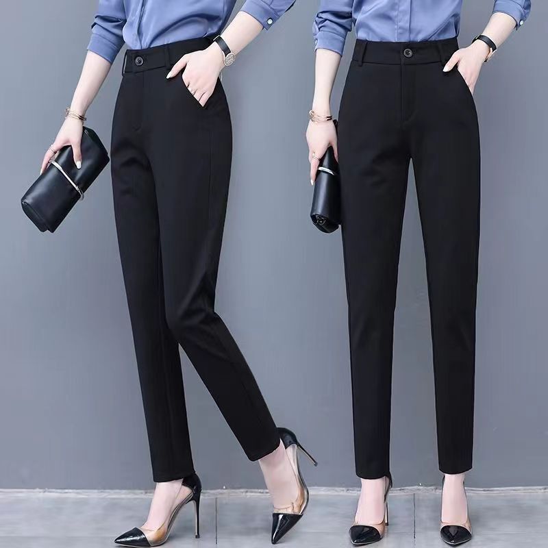Black Commuter Stretch Trousers for Women, High-Waisted Straight-Leg Long Pants, Middle-Aged Mom Pants, Nine-Point Work Pants, Suit Pants Wholesale Black Commuter Stretch Trousers for Women, High-Waisted Straight-Leg Long Pants, Middle-Aged Mom Pants, Nine-Point Work Pants, Suit Pants Wholesale