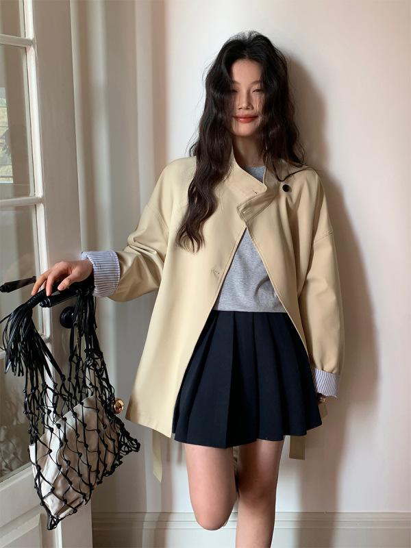 MOXI 十三行女装2025秋季新款休闲半高领长款小个子风衣外套女|undefined