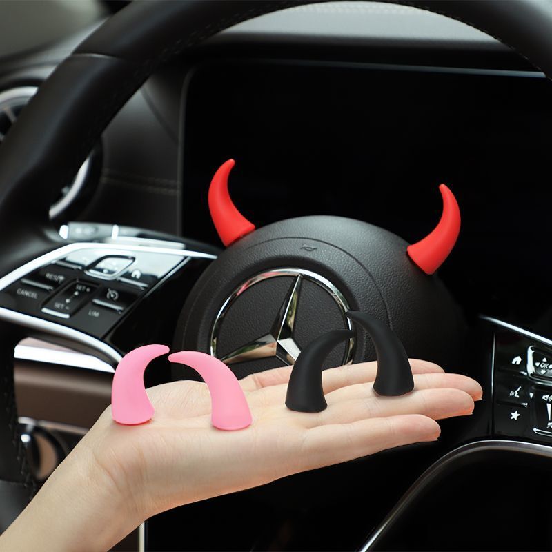Funny Car Center Console Display Calf Horn Steering Wheel Devil Horn Cute Car Decoration Ornaments for Car