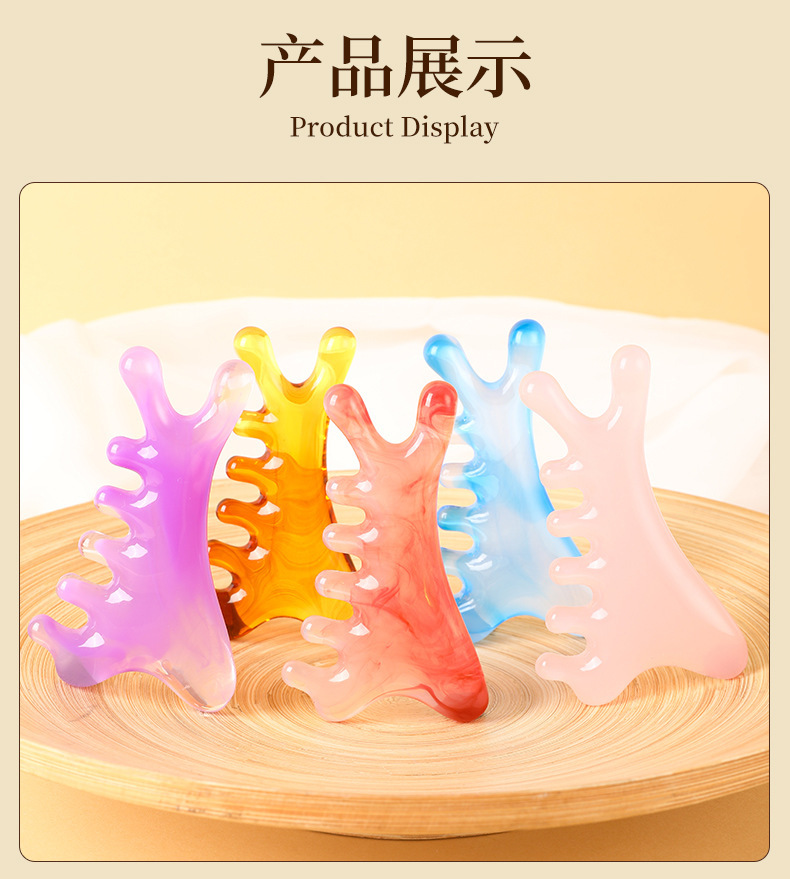Scalp Care Massage Gua Sha Comb Resin Meridian Brush for Facial Oil and Wellness Massage preparation