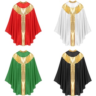 European and American Medieval Cloak Pure Color Stage Performance Clothing Priest Prayer Worship Clothing Stage Performance Choir Clothing