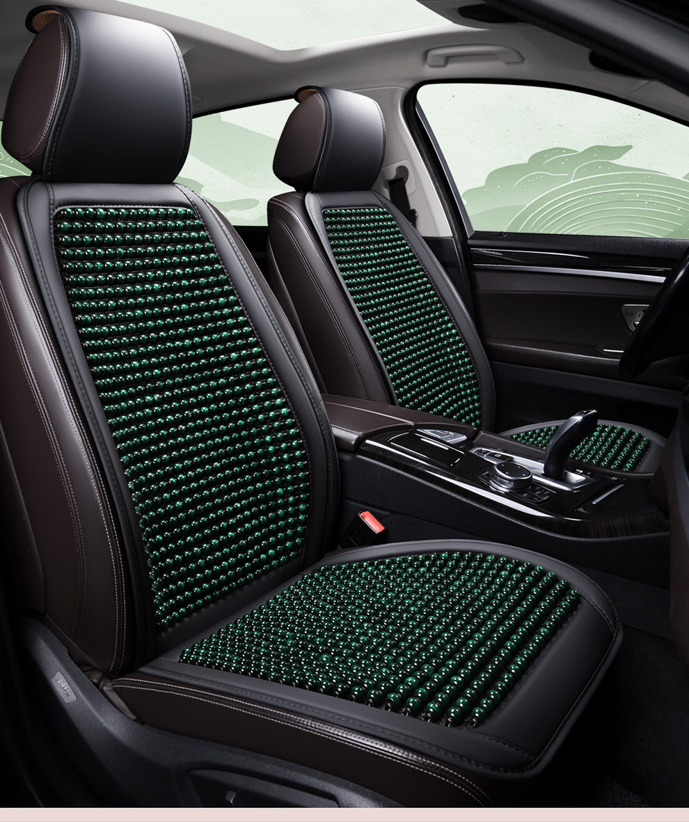 Car Seat Cushion Summer Cooling Pad Wooden Beads Ventilation Seat Cushion Cool Ice Silk Breathable All-Season Universal Car Seat