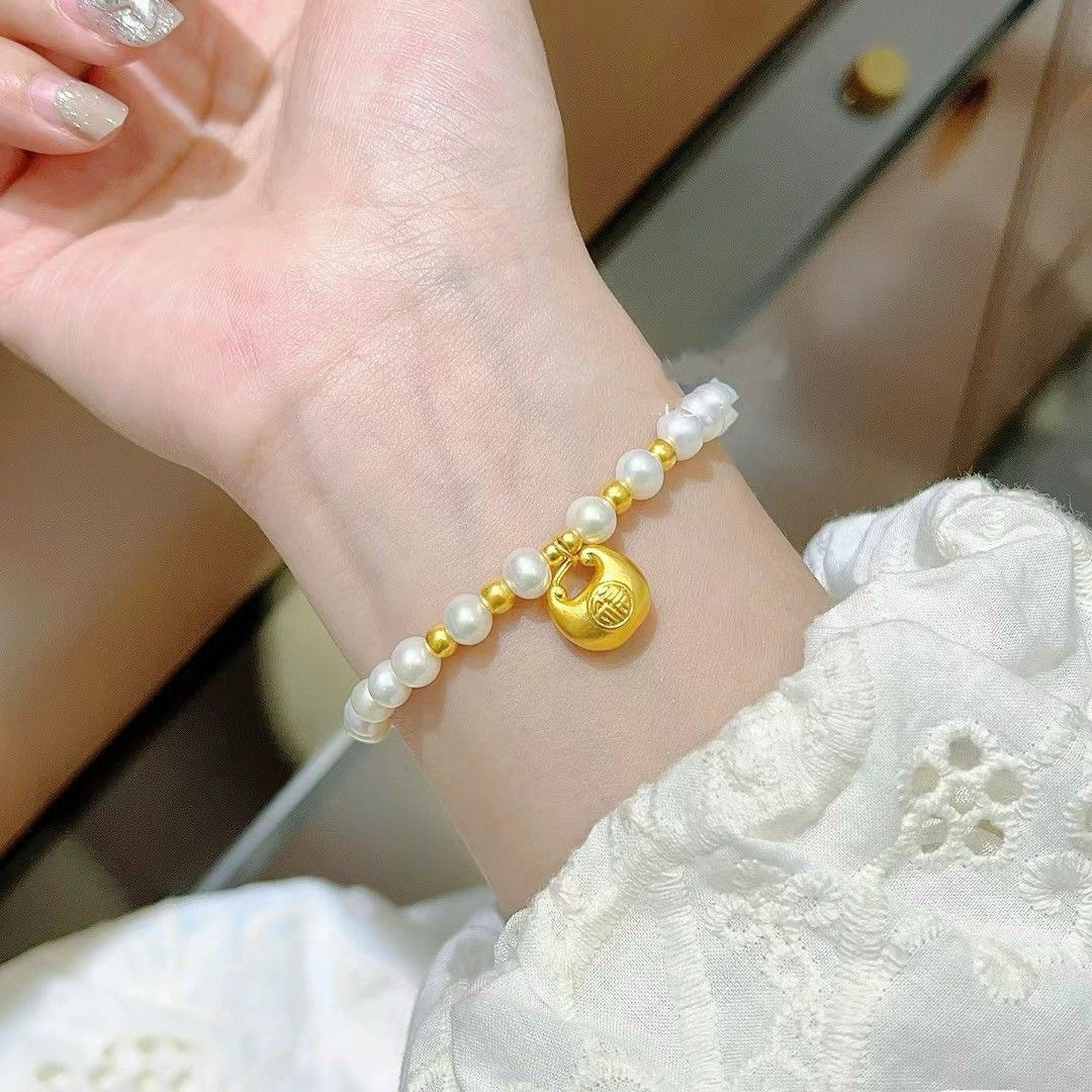 Nueva pulsera de perla gorda para mujeres ins dulce y simple nicho de diseño temperamento de transferencia de amigos regalos pulseras