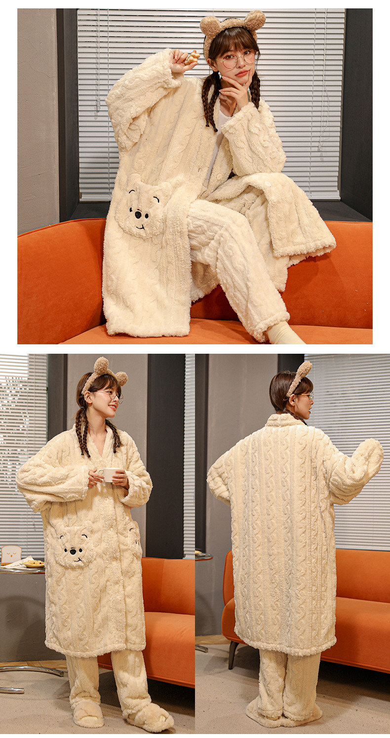 Paar Pyjamas Damen Robe Winter Korallen Fleece dick Langarm Live-Übertragung heißer Stil große Größe Cartoon Herren Home Kleidung Set_voghion.com