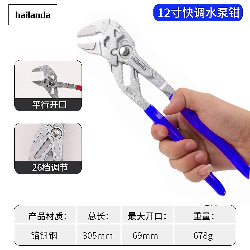 (Acero al cromo-molibdeno) Llave de ajuste rápido de 12 pulgadas