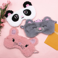 Cross-border new cute creative panda eye mask, light-blocking crown gray bear sleep cartoon soft eye mask gift