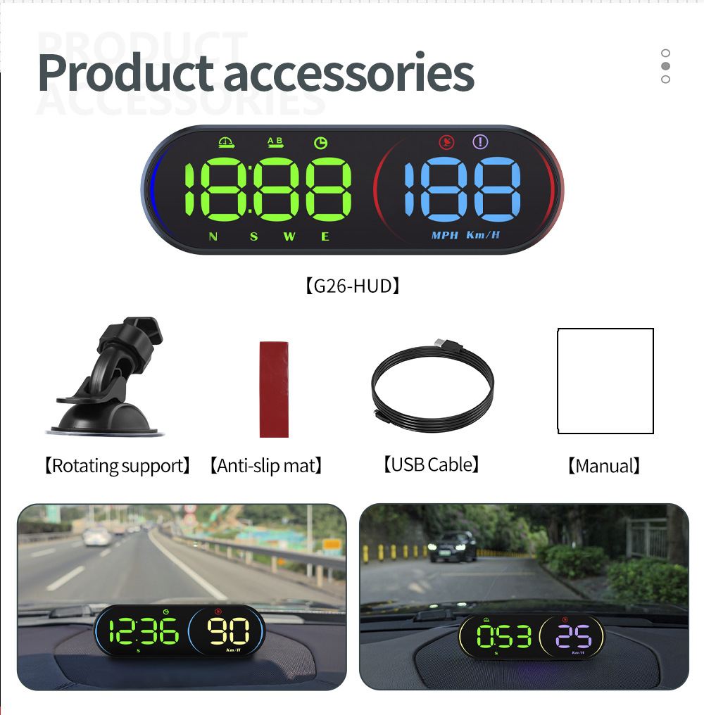 New G26 HD Universal Car HUD |   GPS Multifunction Speedometer