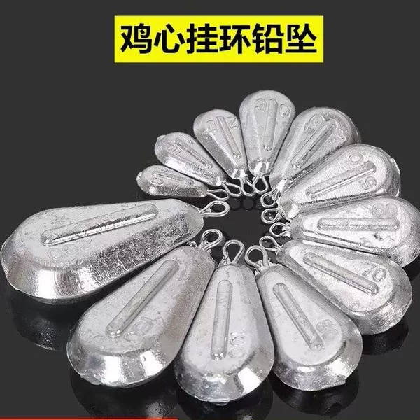 Foot gram chicken heart-shaped hanging ring lead pendant through core lead pendant throwing rod fishing sea rod string hook water drop lead pendant fishing gear free shipping