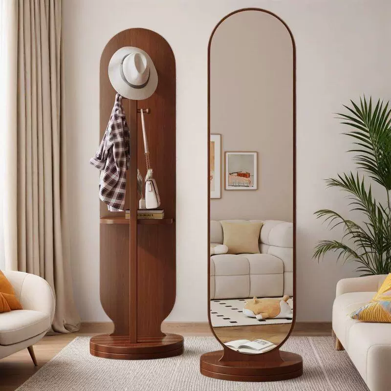 Зеркало в полный рост, зеркало от пола до потолка, бытовое вращающееся зеркало для примерки, примерочное зеркало, общежитие для девочек, съемная встроенная вешалка для одежды.