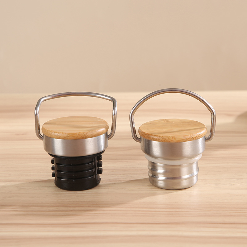 American 304 taza de acero inoxidable de bambú y madera gran boca botella de agua deportiva portátil al aire libre botella espacial de montaña