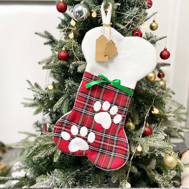Nuevos calcetines de hueso de Navidad transfronterizos colgantes calcetines de Navidad bolsas de regalo de Navidad decoraciones de atmósfera de vacaciones bolsas de regalo