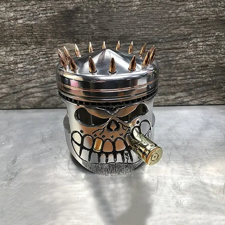 Carving Piston Skull Face Carving Piston Skull Face Sculpture Metal Art Statue_voghion.com