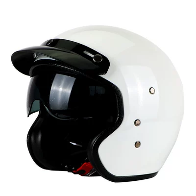Genuine Vecchio motorcycle retro: Motosiklet kaskı (dəbilqə) - white-m