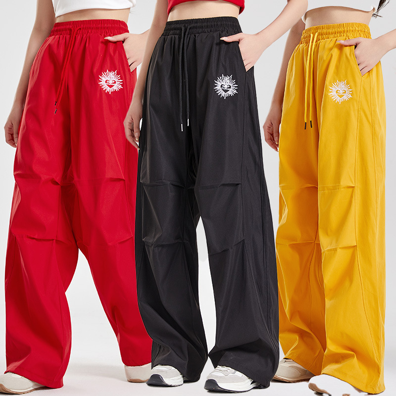 (Cool Silk Cotton) Niche Design Trendy Brand Hip-Hop Parachute Pants Casual Embroidered Loose-Fit Sweatpants Ym2513
