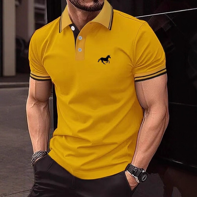 Cross-border direct manufacturer men's button-down collar T-shirt with digital 3D printing, trendy classic short-sleeve Polo shirt Cross-border direct manufacturer men's button-down collar T-shirt with digital 3D printing, trendy classic short-sleeve Polo shirt
