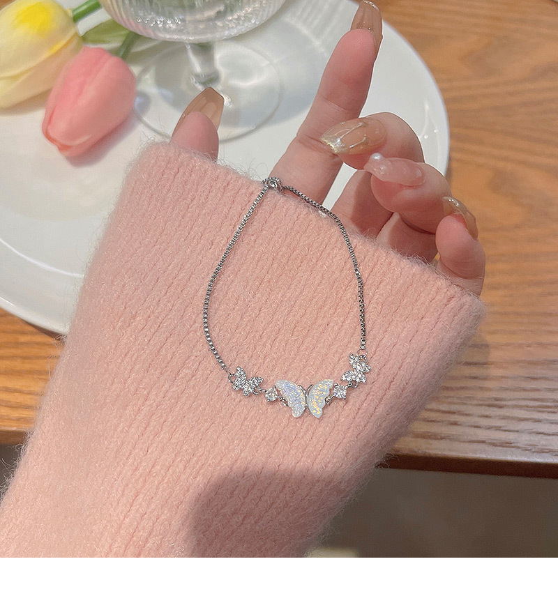 Fashion Butterfly Titanium Steel Plating Zircon Bracelets 1 Piece