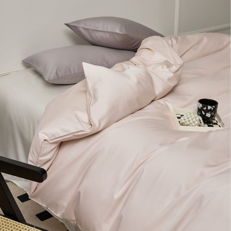 100 fundas de edredón individual de algodón de fibra larga, algodón de cuatro estaciones, color sólido, cama individual simple, funda de almohada individual, sábana de algodón puro
