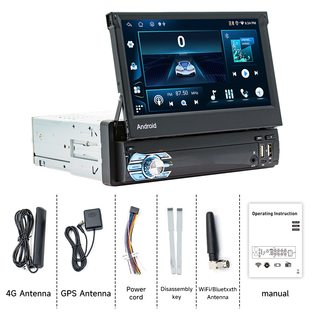 Transfronterizo de 7 pulgadas de ocho núcleos carplay pantalla telescópica Android navegación de automóviles Bluetooth retroceso imagen de radio de automóviles