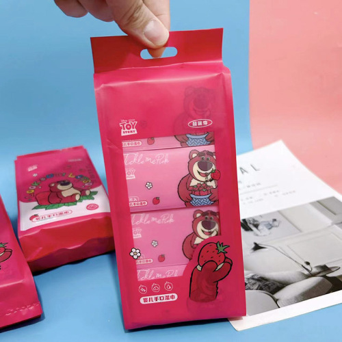 Pacha dog kt cat strawberry bear wet wipes portable small package mini wipes children's disposable hand and mouth cleaning wet wipes