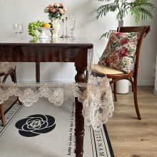 跨境新款PVC透明餐桌布防水防油桌布轻奢高级感家用蕾丝边茶几
