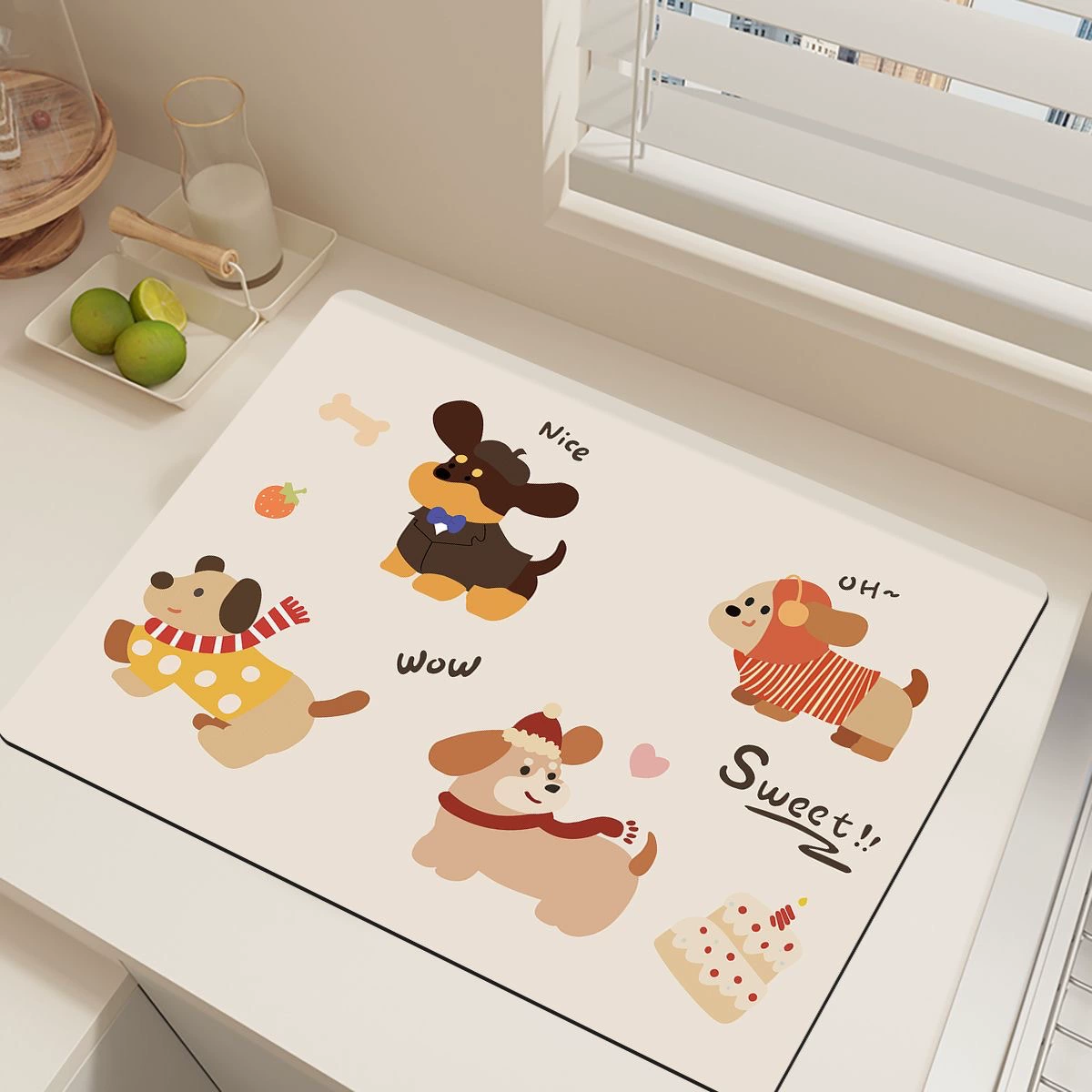 Милый коврик из диатомовой грязи для кухни, раковины, ванной комнаты, нескользящий, впитывающий, легко моющийся.