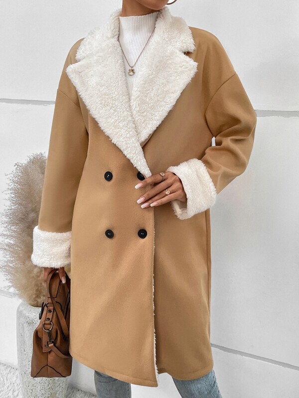 Women's Elegant Streetwear Solid Color Double Breasted Coat Coat Woolen Coat display picture 6