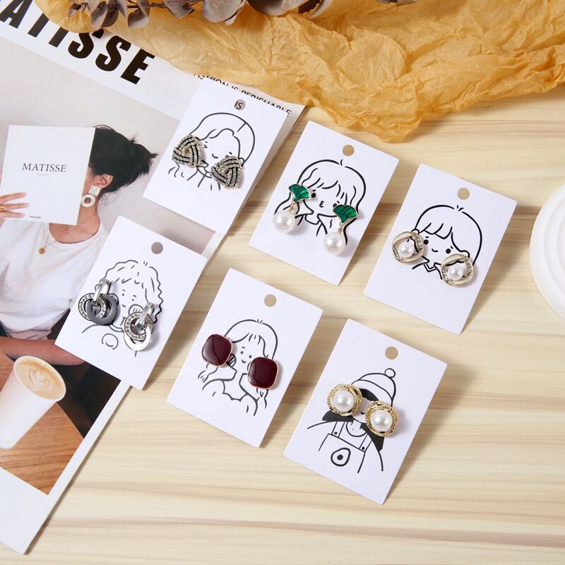 新款5*7cm卡哇伊可爱小女孩耳环卡纸耳环卡纸diy手工耳环卡纸包装