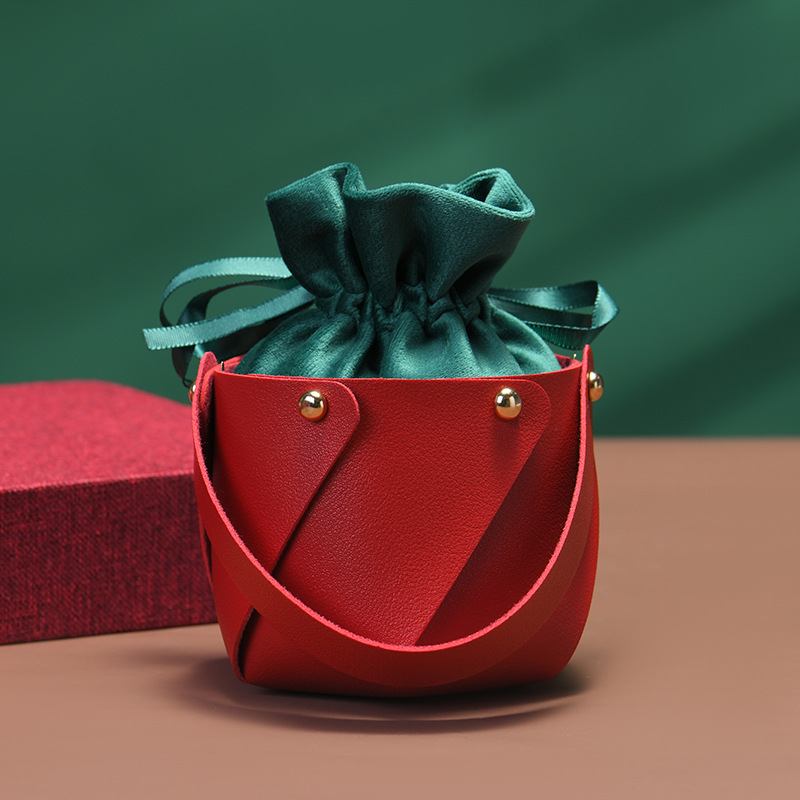Party Occasion PU Leather Material Christmas Festival Christmas Solid Color PU Leather Party Gift Wrapping Supplies