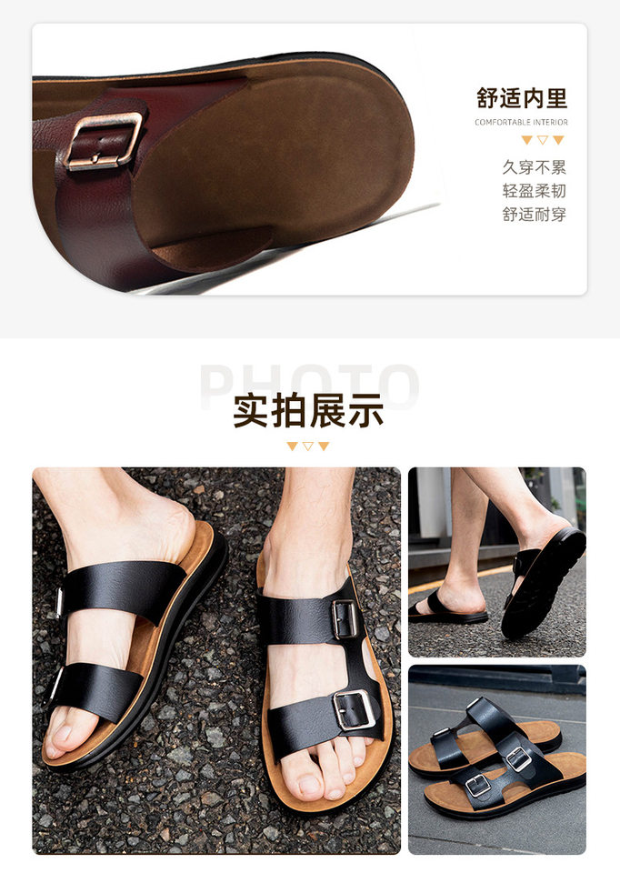 Dép sandal nam quai ngang hở mũi chống trơn trượt, thoáng khí, cỡ lớn — Kaki, Màu xanh quân đội, Nâu Đen, Vàng sáng chi tiết 16