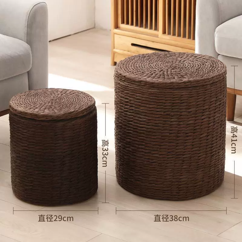 Ткань из ротанга многофункциональный стул для хранения из цельного дерева в гостиной можно использовать для хранения