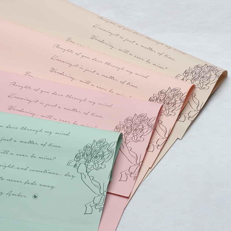 Brillante papel de regalo de flores románticas francesas, papel de ramo de flores impreso, papel de regalo hecho a mano, floristería