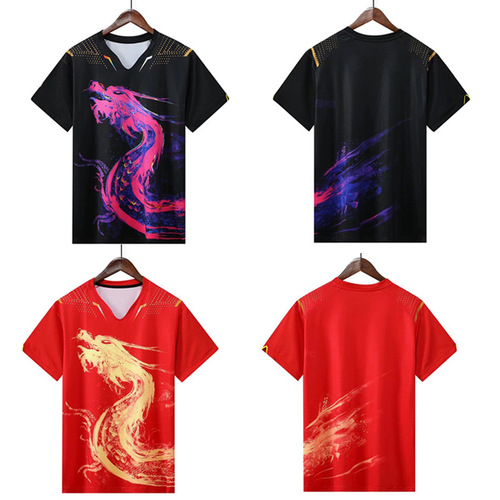  New Badminton and Table Tennis Dragon Suit Set for Men, Women, and Children for Training and Competition Team Uniform Printing