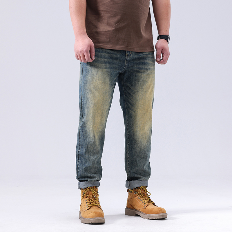 Herren Sommer neue Retro gewaschene Wasserdruck Blumenjeans lose Distressed Hosen_voghion.com