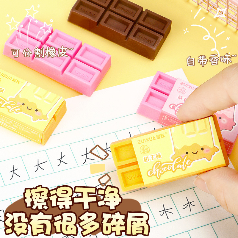 El chocolate divertido viene con su propia goma de borrar perfumada