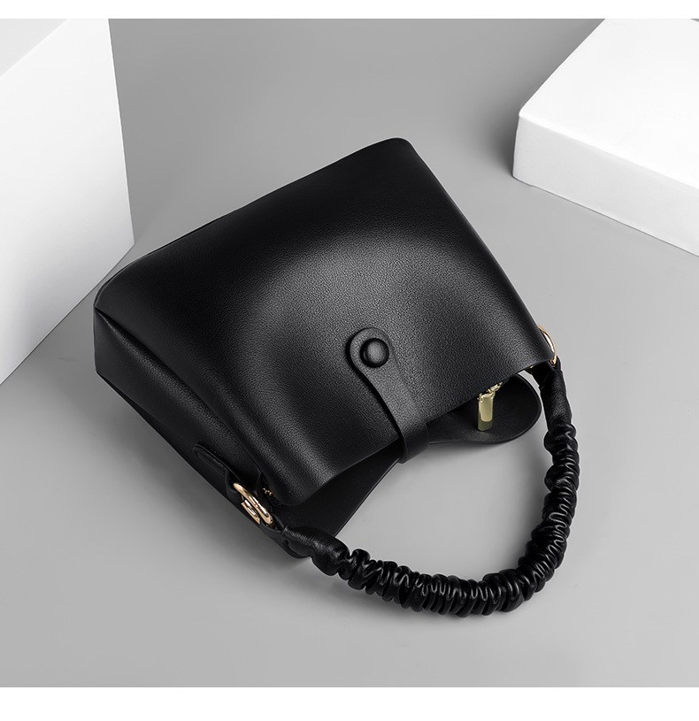 Trendy Bucket Bag Women's Bag Korean Style Shoulder Crossbody Niche Bag Texturized Soft Leather Handbag for Hand Bag_voghion.com