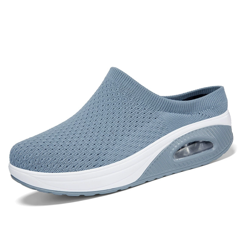 Женские спортивные кроссовки больших размеров, дышащие, из сетчатого материала, на толстой подошве, с эффектом увеличения роста, без застежек.