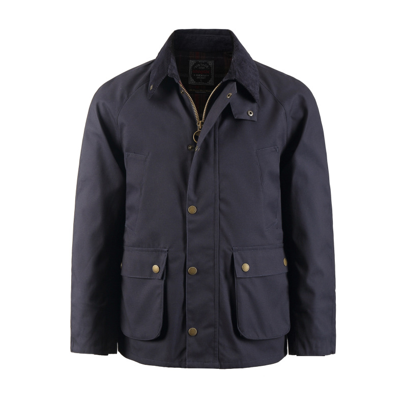 Old Money Style Hunting Jacket, Oil-Free Waxed, High-End Waterproof Trench Coat, Thickened Wool, Waist-Cinching, Barn-Style Men's Outerwear