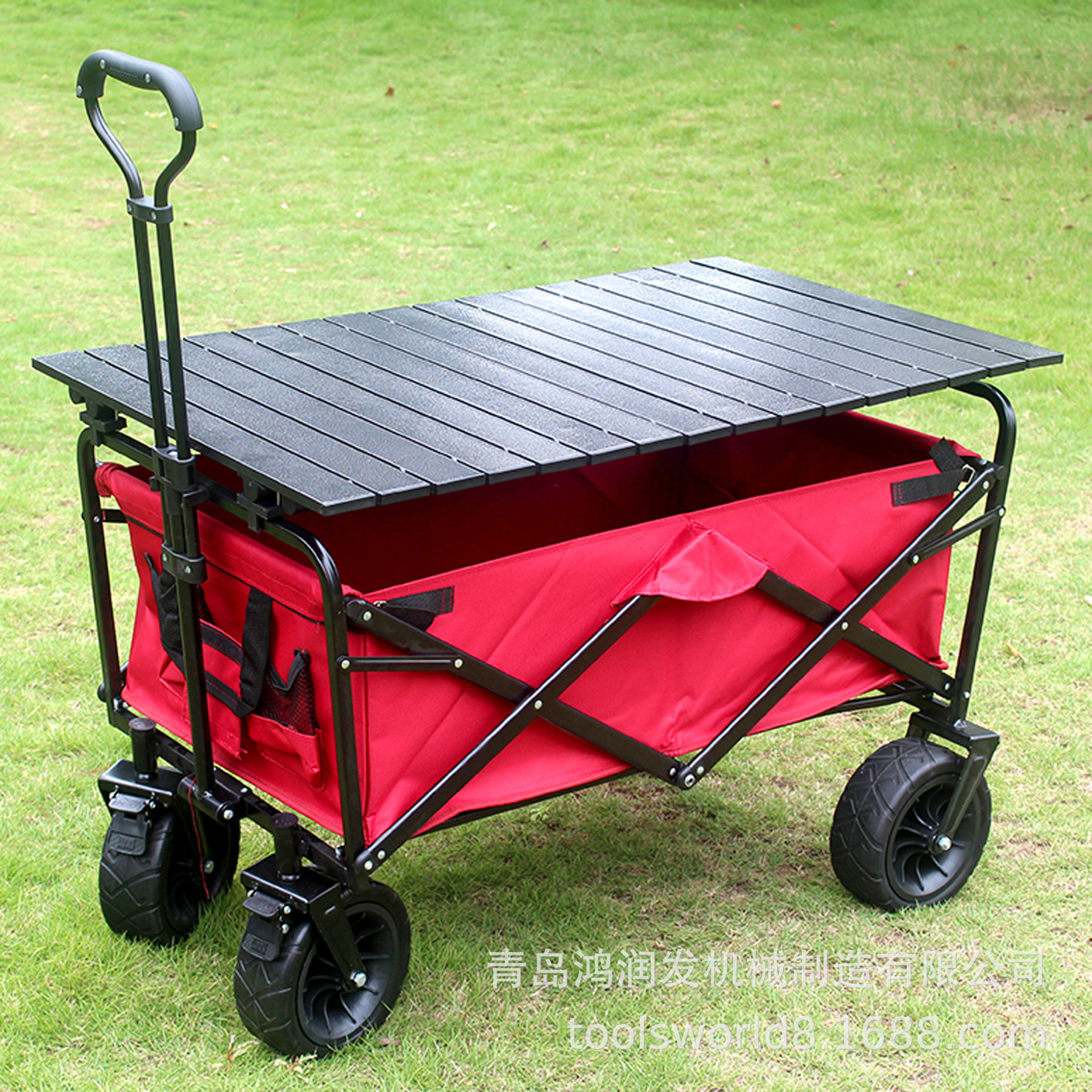 厂家供应户外野营可折叠工具布兜车家用拉杆四轮工具车
