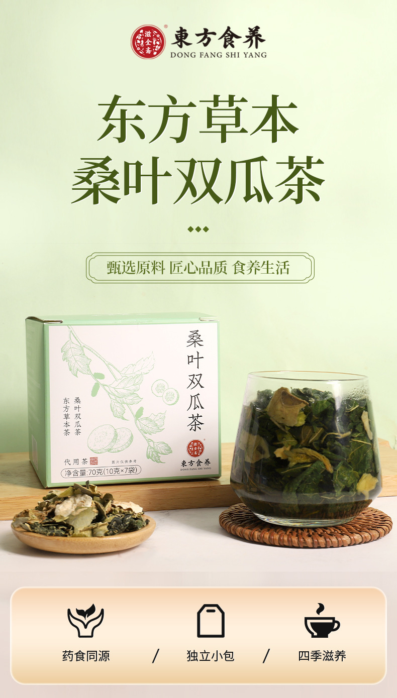 Mulberry Leaf Double Melon Tea Sang Ye Shuang Gua Cha Whole Ingredient Wellness Blend Customizable Pack overview