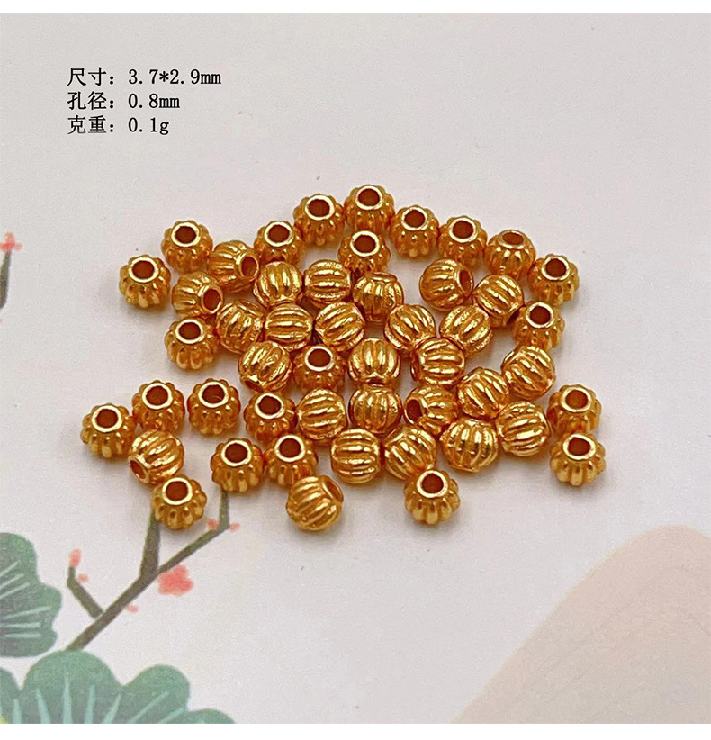 Weighed by the Gram, S925 Silver Gold-Plated Bracelet Necklace Charms DIY Handmade Spacer Beads Semi-Finished DIY Bead Accessories Wholesale
