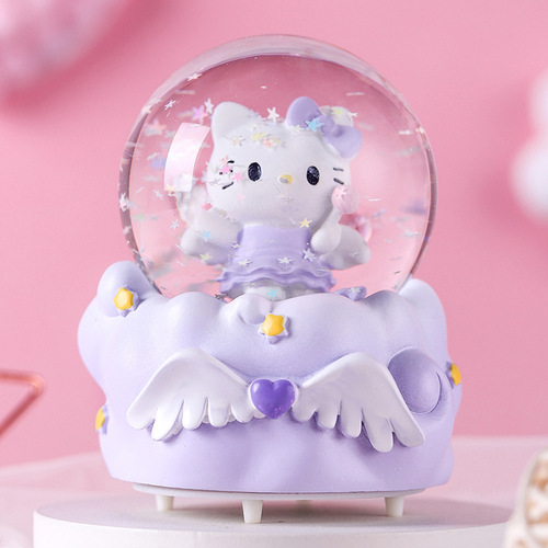 Cartoon Angel Cute Cat Crystal Ball Ornament Creative Glowing Glass Water Ball Girl Heart Bedside Ambient Light