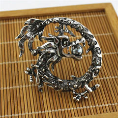 新款合金電鍍古銀色龍胸針 復古誇張動物風格誇張中國龍胸花