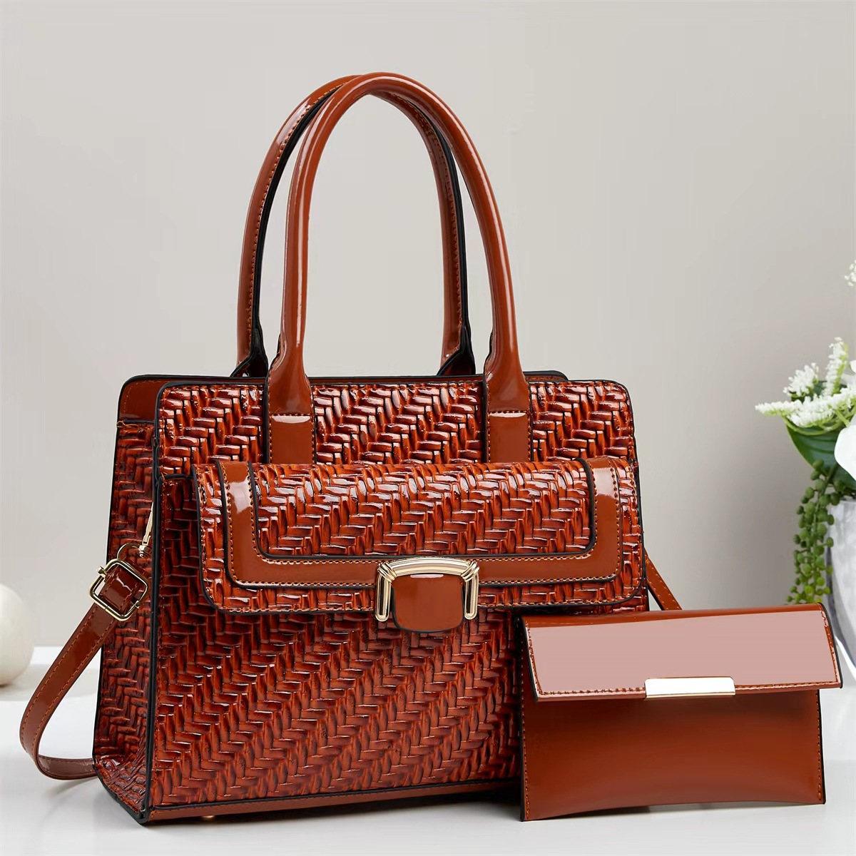 Dos piezas de paquete de diseño de rayas bolsos de mano de gran capacidad bolsos de hombro de transporte de ocio bolsos de mochilas transfronterizos