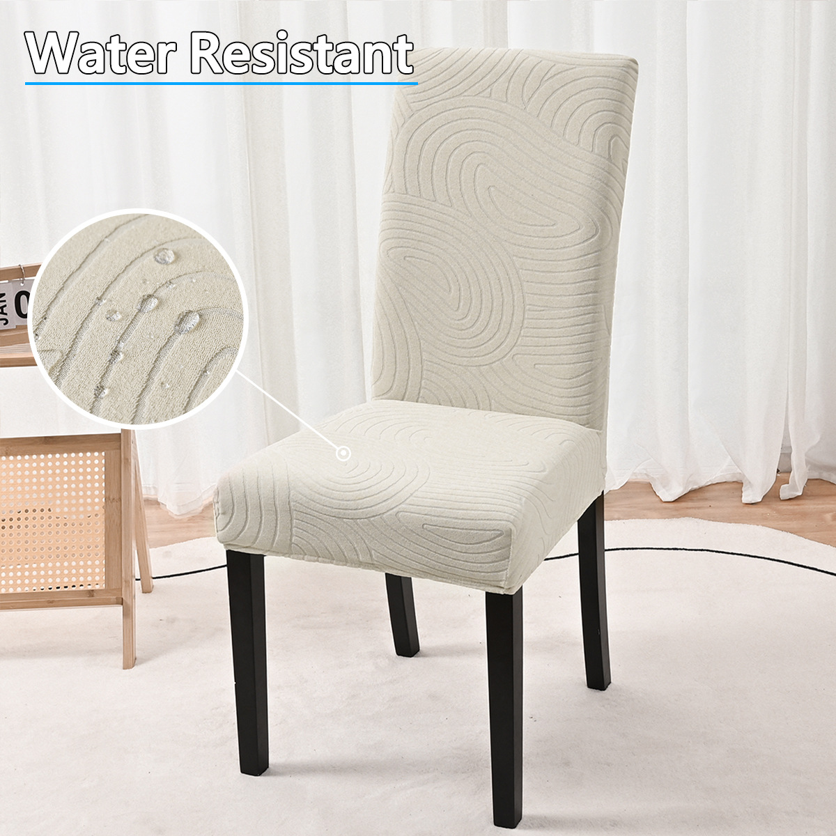 Jacquard con huellas dactilares, color beige (a prueba de salpicaduras)
