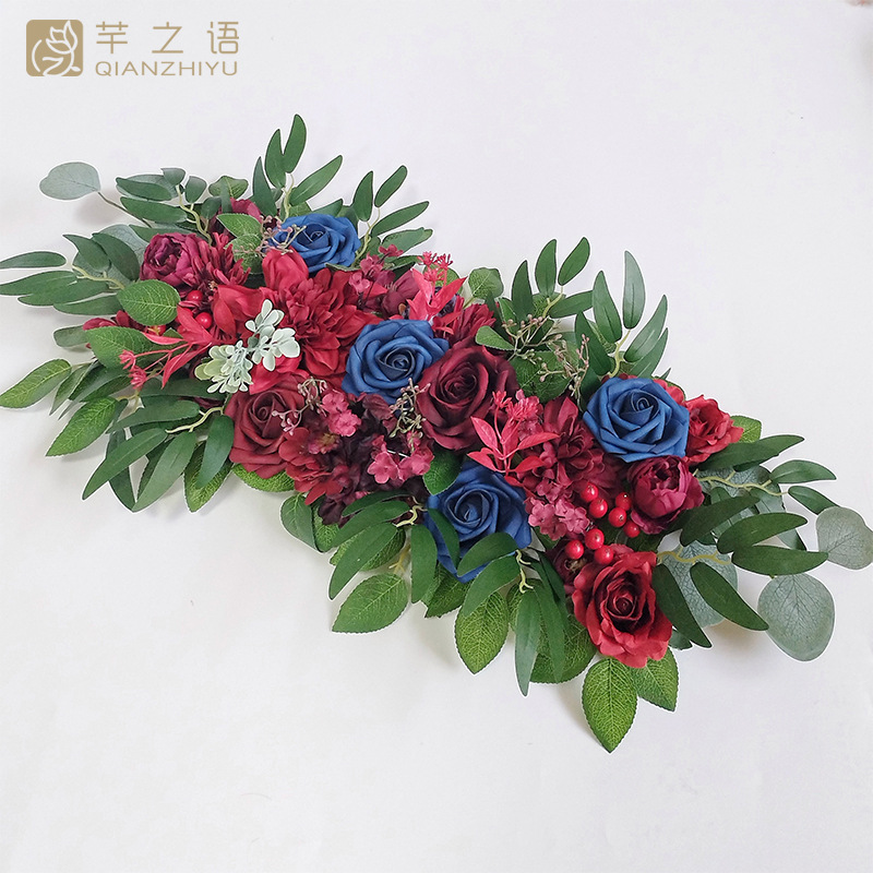 Amazon boda celebración simulación flor decorativa fila de flores de seda acabado Hotel mesa de comedor flor pared carretera plomo escena diseño